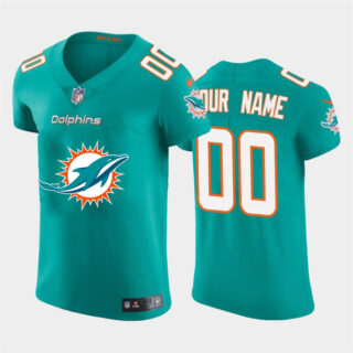 Miami Dolphins Custom Aqua Green Men's Nike Big Team Logo Elite NFL Jersey