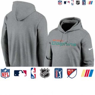 Miami Dolphins Nike Fan Gear Wordmark Performance Pullover Hoodie Heathered Charcoal