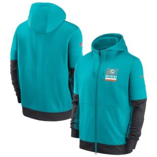 Miami Dolphins Nike Sideline Impact Lockup Performance Full-Zip Hoodie Aqua