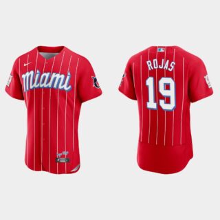 Miami Marlins #19 Miguel Rojas Men's Nike 2021 City Connect Authentic MLB Jersey Red