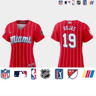 Miami Marlins #19 Miguel Rojas Women's Nike 2021 City Connect Authentic MLB Jersey Red