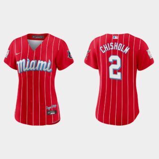 Miami Marlins #2 Jazz Chisholm Women's Nike 2021 City Connect Authentic MLB Jersey Red