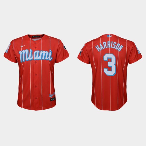 Miami Marlins #3 Monte Harrison Youth Nike 2021 City Connect Authentic MLB Jersey Red