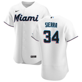 Miami Marlins #34 Magneuris Sierra Men's Nike White Home 2020 Authentic Player MLB Jersey
