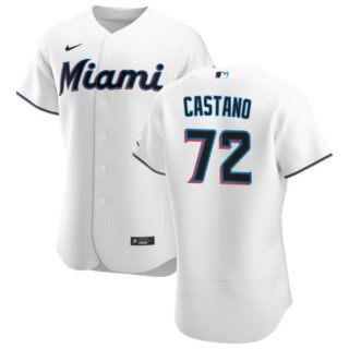 Miami Marlins #72 Daniel Castano Men's Nike White Home 2020 Authentic Player MLB Jersey