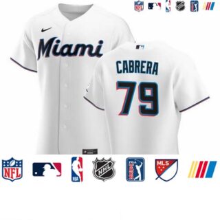 Miami Marlins #79 Edward Cabrera Men's Nike White Home 2020 Authentic Player MLB Jersey