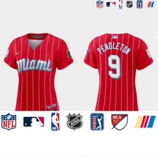 Miami Marlins #9 Terry Pendleton Women's Nike 2021 City Connect Authentic MLB Jersey Red