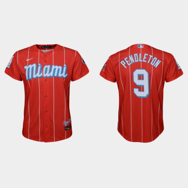 Miami Marlins #9 Terry Pendleton Youth Nike 2021 City Connect Authentic MLB Jersey Red