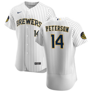 Milwaukee Brewers #14 Jace Peterson Men's Nike White Home 2020 Authentic Player MLB Jersey