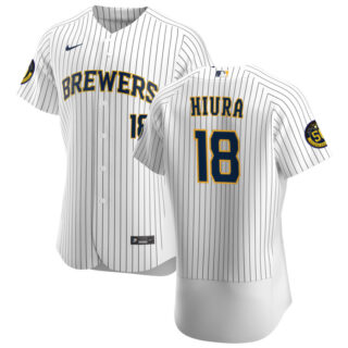 Milwaukee Brewers #18 Keston Hiura Men's Nike White Home 2020 Authentic Player MLB Jersey