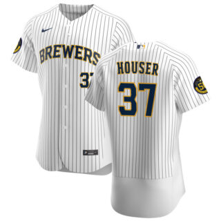 Milwaukee Brewers #37 Adrian Houser Men's Nike White Home 2020 Authentic Player MLB Jersey