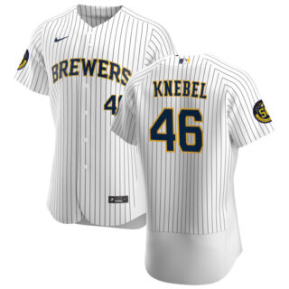 Milwaukee Brewers #46 Corey Knebel Men's Nike White Home 2020 Authentic Player MLB Jersey