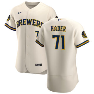 Milwaukee Brewers #71 Josh Hader Men's Nike Cream Home 2020 Authentic Player MLB Jersey