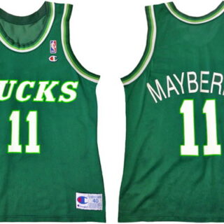 Men's Milwaukee Bucks #11 Lee Mayberry Champion Green Jersey