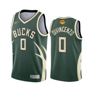 Milwaukee Bucks #0 Donte DiVincenzo Men's 2021 NBA Finals Bound Swingman Earned Edition Jersey Green