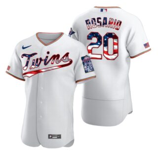 Minnesota Twins #20 Eddie Rosario Men's Nike White Fluttering USA Flag Limited Edition Authentic MLB Jersey