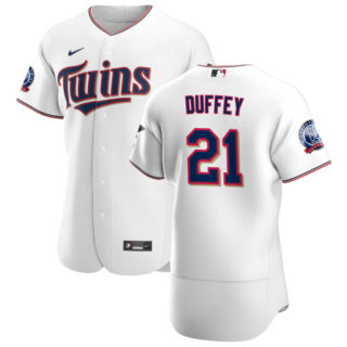 Minnesota Twins #21 Tyler Duffey Men's Nike White Home 2020 60th Season Authentic Team MLB Jersey