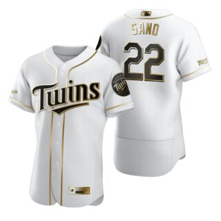 Minnesota Twins #22 Miguel Sano White Nike Men's Authentic Golden Edition MLB Jersey