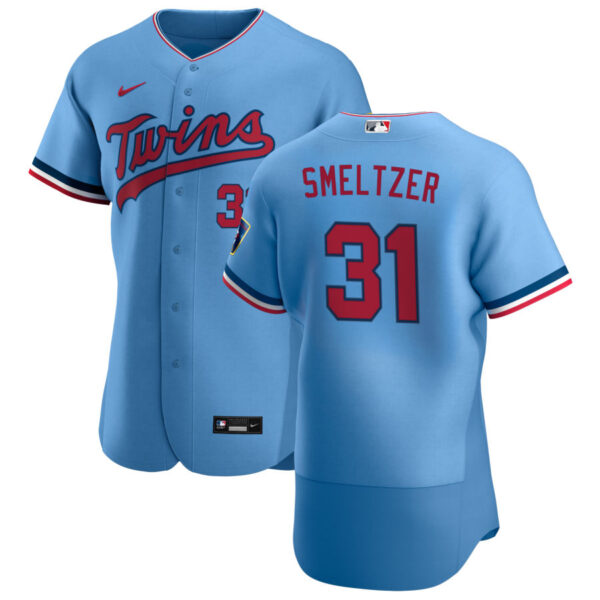 Minnesota Twins #31 Devin Smeltzer Men's Nike Light Blue Alternate 2020 Authentic Team MLB Jersey