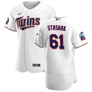 Minnesota Twins #61 Cody Stashak Men's Nike White Home 2020 60th Season Authentic Team MLB Jersey
