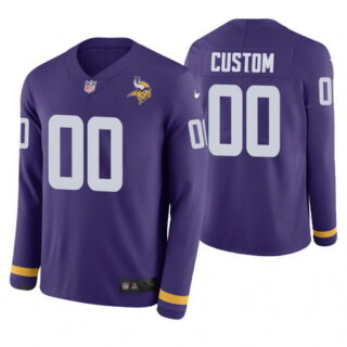Minnesota Vikings Custom Purple Therma Long Sleeve Jersey