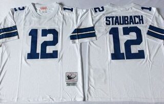 Mitchell&Ness cowboys #12 Roger Staubach white Throwback Stitched NFL Jersey