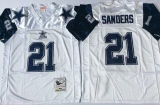 Mitchell&Ness cowboys #21 Deion Sanders Throwback Stitched NFL Jersey