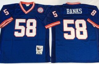 Mitchell&Ness giants #58 BANKS blue Throwback Stitched NFL Jerseys