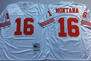 Mitchell And Ness 49ers #16 joe montana white Men's Throwback Stitched NFL Jersey