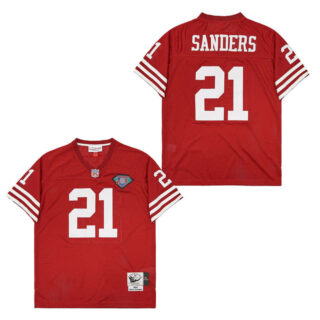 Mitchell And Ness 49ers #21 Deion Sanders Men's Throwback Stitched NFL Jerseys