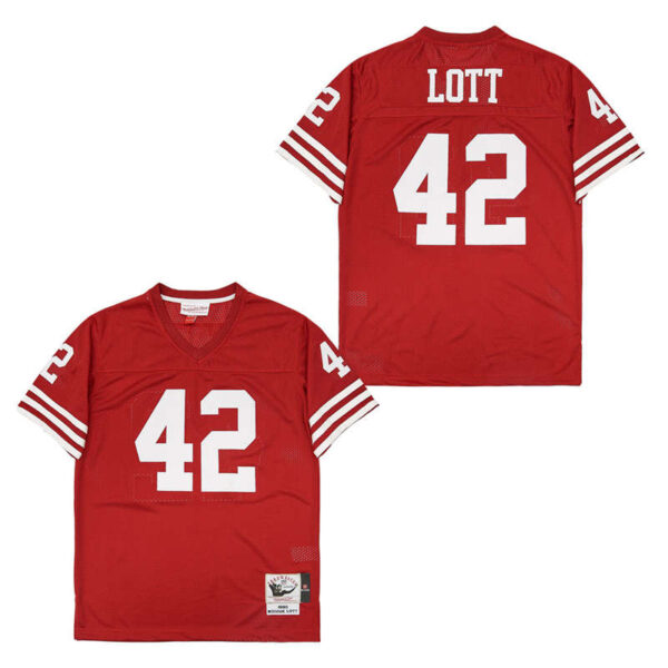 Mitchell And Ness 49ers #42 Ronnie Lott Men's Throwback Stitched NFL Jersey