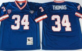 Mitchell And Ness Bills #34 thurman thomas BLUE Throwback Stitched NFL Jersey