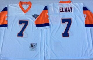 Mitchell And Ness Broncos #7 john elway white Throwback Stitched NFL Jersey