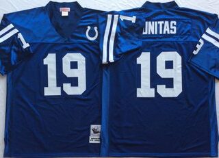 Mitchell And Ness Colts #19 Johnny Unitas blue Throwback Stitched NFL Jerseys