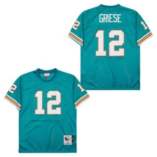 Mitchell And Ness Dolphins #12 Throwback Stitched NFL Jersey