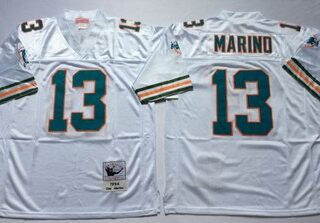 Mitchell And Ness Dolphins #13 dan marino white Throwback Stitched NFL Jersey