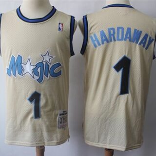 Mitchell And Ness Magic #1 Penny Hardaway Cream Throwback Stitched NBA Jersey