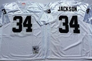 Mitchell And Ness Raiders #34 Bo Jackson White Throwback Stitched NFL Jerseys