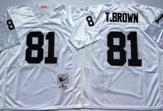 Mitchell And Ness Raiders #81 tim brown White Throwback Stitched NFL Jersey