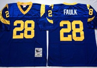 Mitchell And Ness Rams #28 marshall faulk Blue Throwback Stitched NFL Jersey