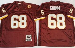 Mitchell And Ness Redskins #68 Russ Grimm Red Throwback Stitched NFL Jersey