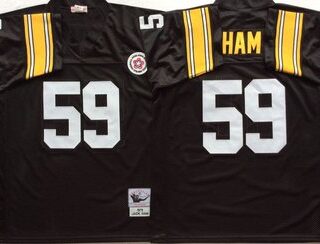 Mitchell And Ness Steelers #59 Ham Black Throwback Stitched NFL Jersey