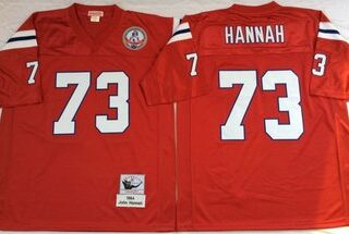 Mitchell And Ness patriots #73 john hannah red Men's Throwback Stitched NFL Jersey