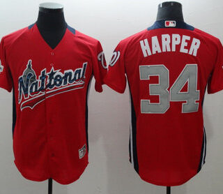 National League 34 Bryce Harper Red 2018 MLB All-Star Game Home Run Derby Jersey