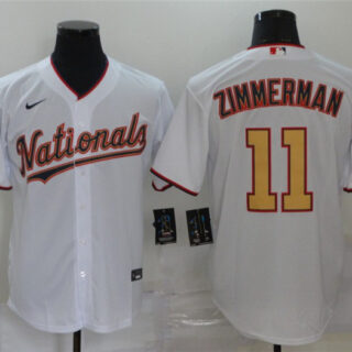 Nationals 11 Ryan Zimmerman White Gold Nike 2020 Gold Program Cool Base Jersey