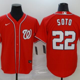 Nationals 22 Juan Soto Red Nike 2020 Cool Base Jersey