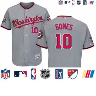Nationals #10 Yan Gomes Grey Flexbase Authentic Collection 2019 World Series Champions Stitched Baseball Jersey