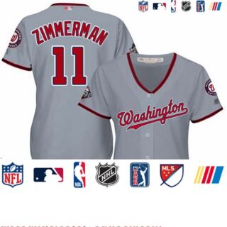 Nationals #11 Ryan Zimmerman Grey Road 2019 World Series Bound Women's Stitched Baseball Jersey
