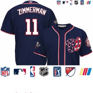 Nationals #11 Ryan Zimmerman Navy Blue Cool Base 2019 World Series Bound Stitched Youth Baseball Jersey