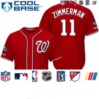 Nationals #11 Ryan Zimmerman Red New Cool Base 2019 World Series Champions Stitched Baseball Jersey
